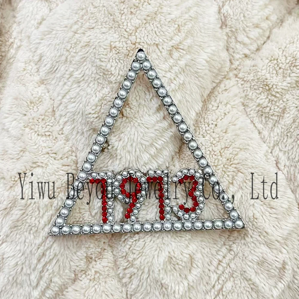 2025 New Sorority Party Sister Gift Triangle Shape Greek Number Delta Brooch