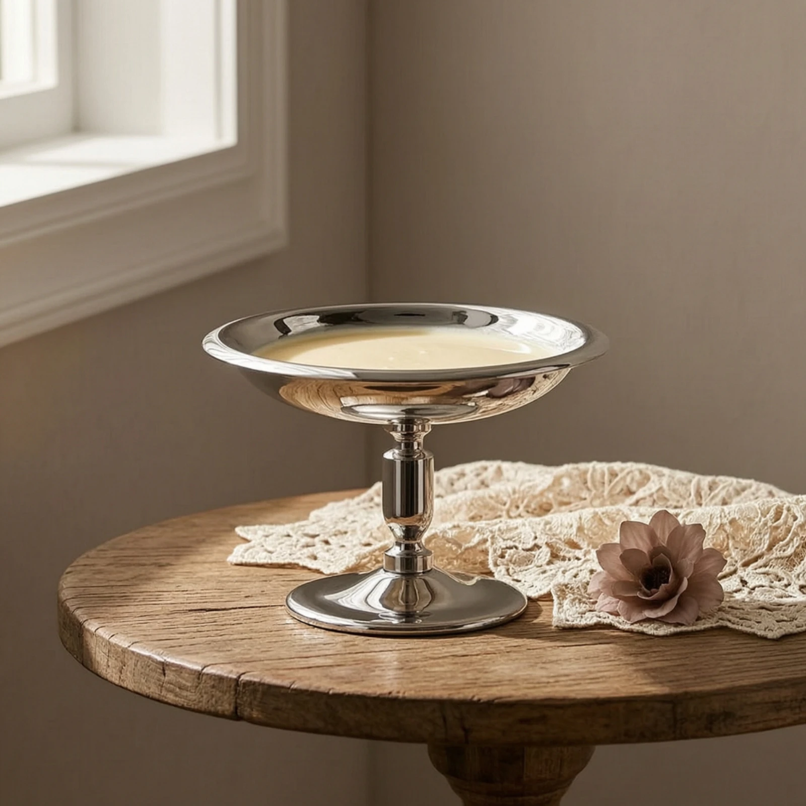 Dessert Cup with Pedestal Silver Stainless Steel Dessert Bowl Pedestal Bowl Rust-Resistant Pudding Cup Food-Grade for Hosts