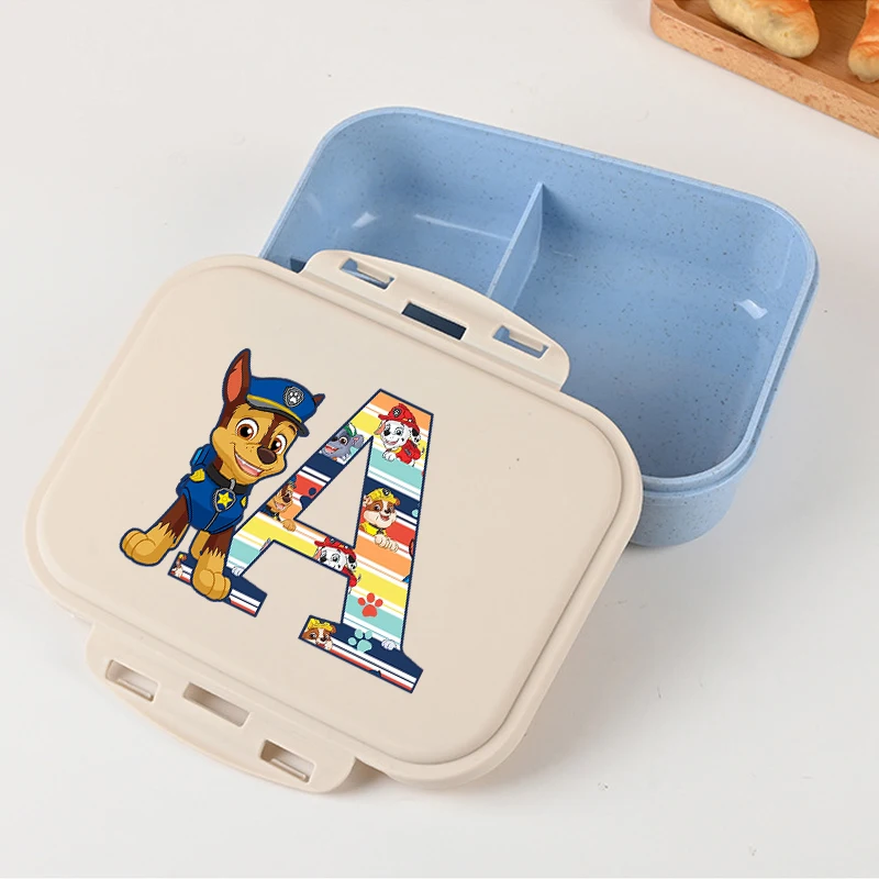 Paw Patrol-fiambrera divisoria de gran capacidad para niños y niñas, caja Bento con letras impresas de dibujos animados, contenedor de almacenamiento de alimentos a la moda