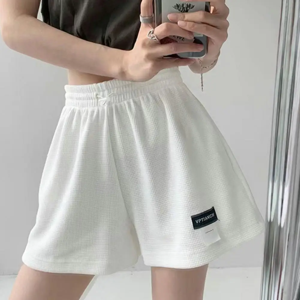 Oversized Women Shorts High-Waist Pockets Waffle Texture Women Shorts Wide Leg High Waist Sports Shorts Street Summer Pants 80%