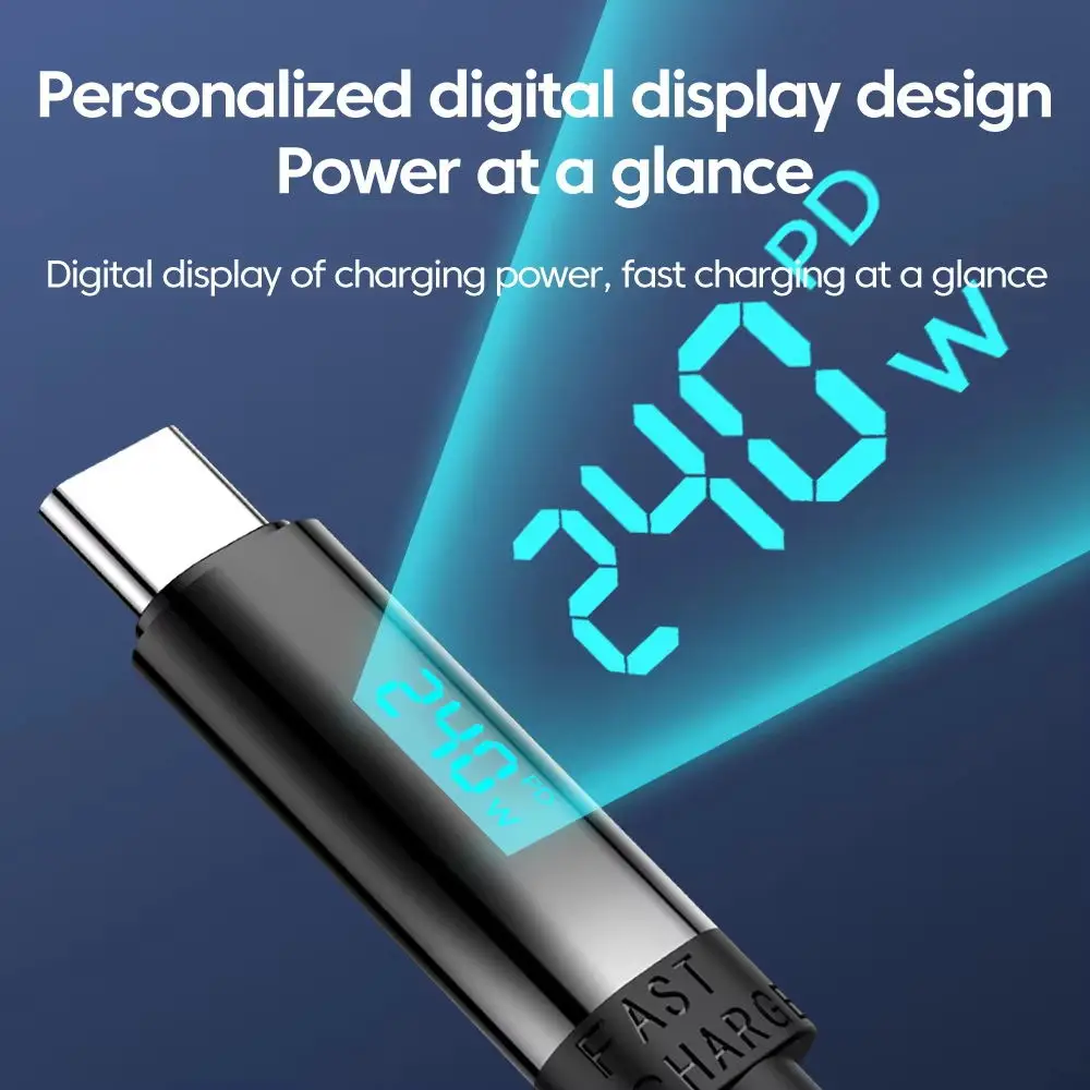 Pd 240w usb c para usb c cabo tipo c carregamento rápido display digital 480mbps cabo de transferência de dados usb c cabo de carregamento para iphone 16