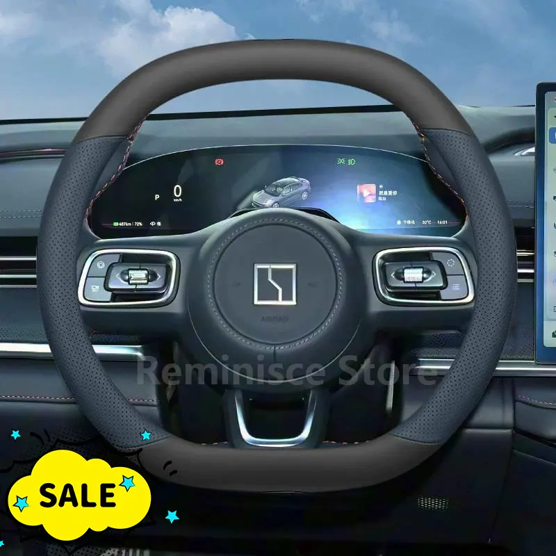 Leather Car Steering Wheel Cover For ZEEKR 001 007 009 X 7X 2024 2025 2026 Car Style Auto Interior ZEEKR 7X 2025 Accessories