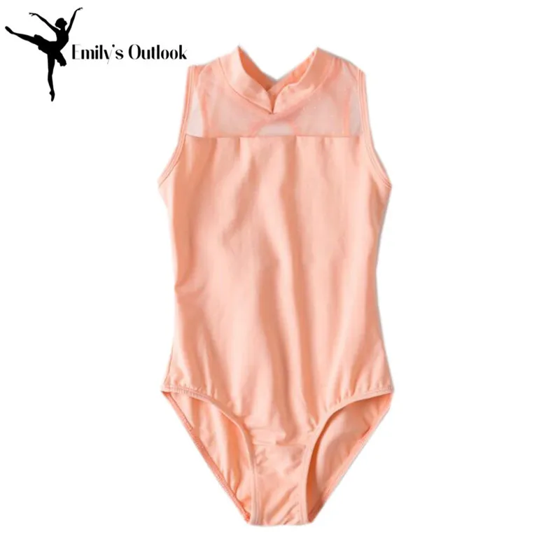 Girls\' Lace Tank Leotard  High-Neck Team Basic Dancewear Cotton Ballet Gymnastic Camisole Top Elegant Pink Customized Logo