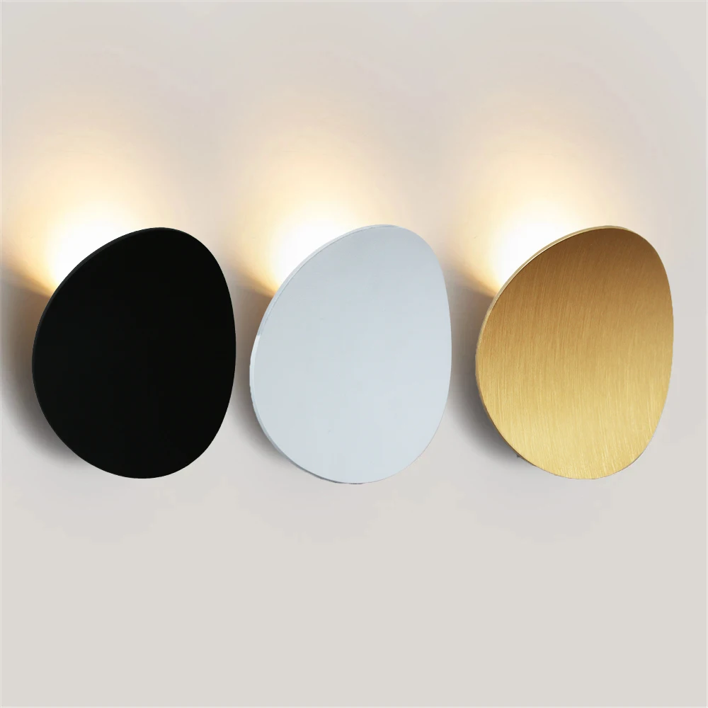 LED Indoor Wall Lamps Modern Simple Aluminum Wall Lamp Bedroom and Living Room Lighting Black White Gold Wall Light Fixture