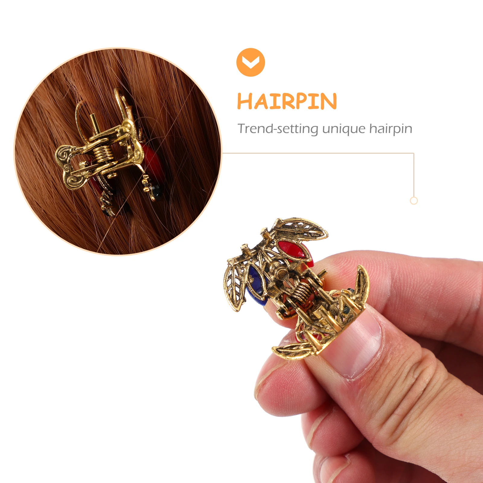 

12pcs Hairpin Mini Claw Clips Small Metal Alloy Styling Clamps For Women Girls Retro Acrylic Everyday Office Outing Gifts
