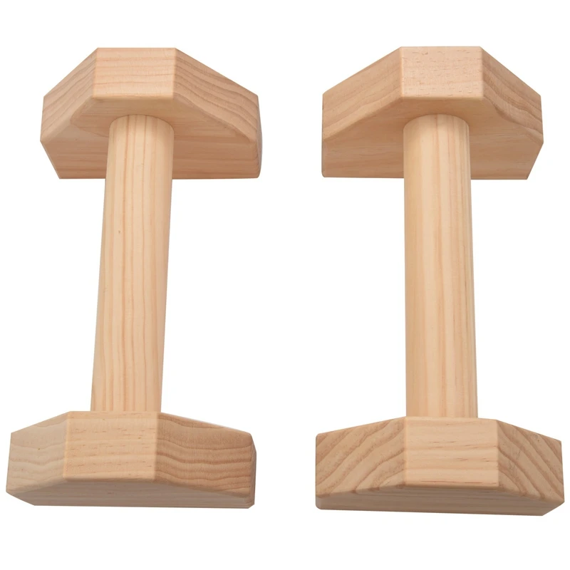 

New-1 Pair Parallettes Gymnastics Calisthenics Handstand Bar Wooden Fitness Exercise Tools Training Gear Push-Ups Double Rod Sta