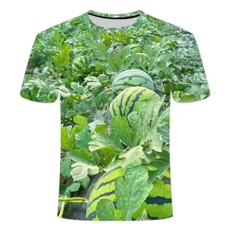 Men's Casual Fashion Watermelon Creative Graphic T-Shirt Fun O Neck Short Sleeve Everyday Pop Loose Breathable Plus Size Top