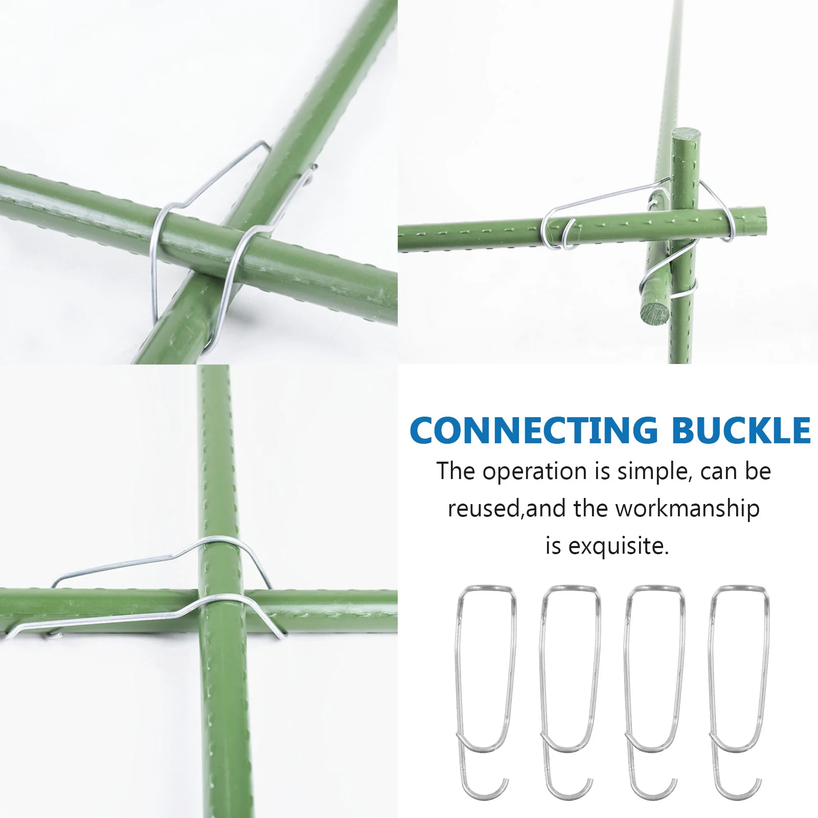 

8 Pcs Metal Pipe Fixing Clips Plant Support Wire Stakes Connector Reusable Easy Operation Long Life Gardening