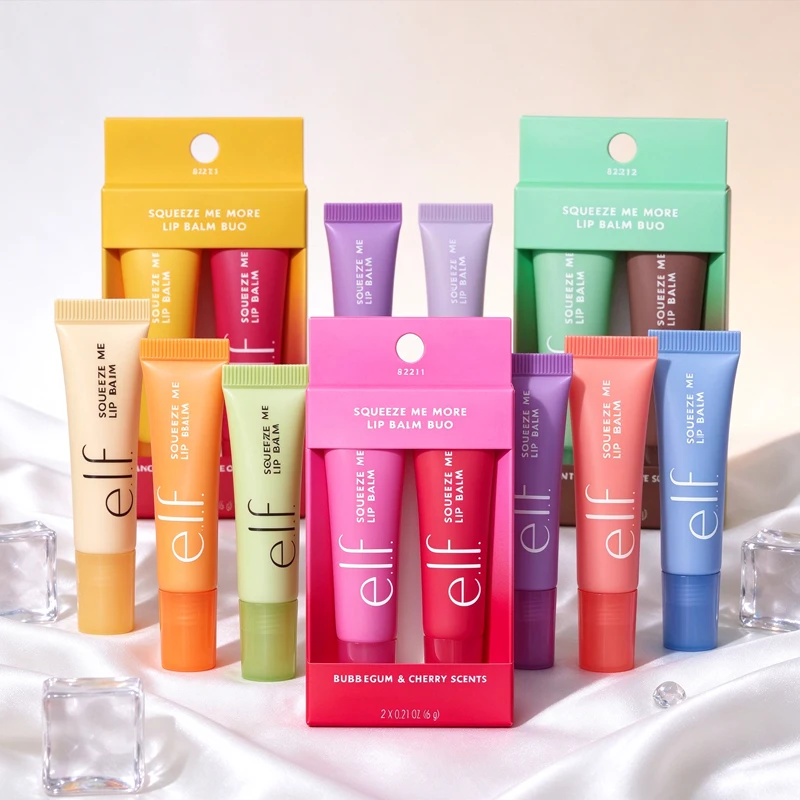 Elf Squeeze Me More Lip Balm Duo 2Pcs Set Sheer Tint Lip Balm Hydrating Moisturize Fruity Scent Lip Care Squeeze Tube Lip Makeup