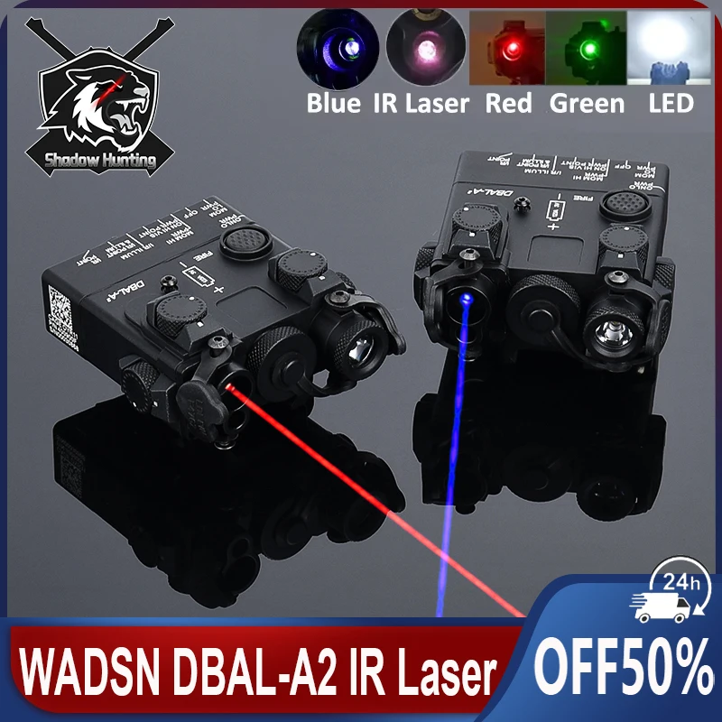 

WADSN Metal DBAL-A2 CNC Laser Red Green Blue Dot IR Laser Strobe White Light Airsoft PEQ Hunting Weapon Flashlight Fit 20mm Rail