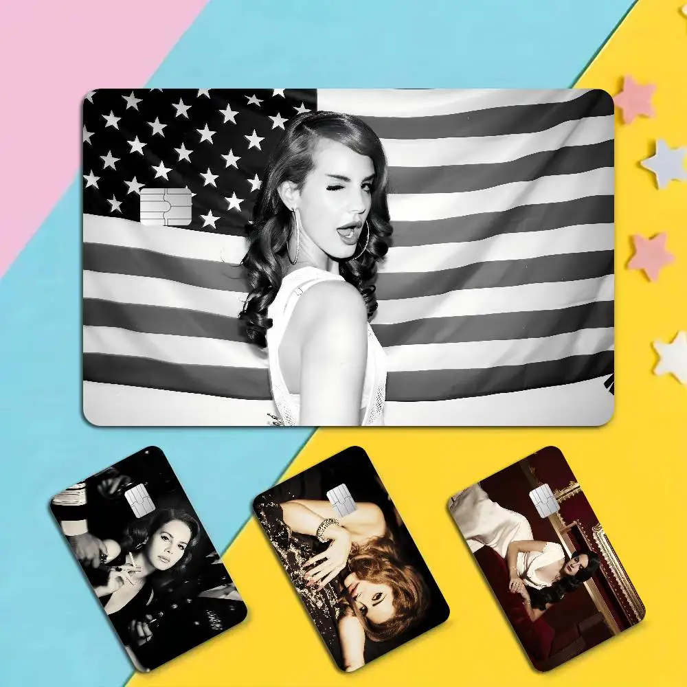 1pc Black And Pink Lana Del Rey Anmie Sticker Film Skin Cover For Credit Card Debit Bank Card Front