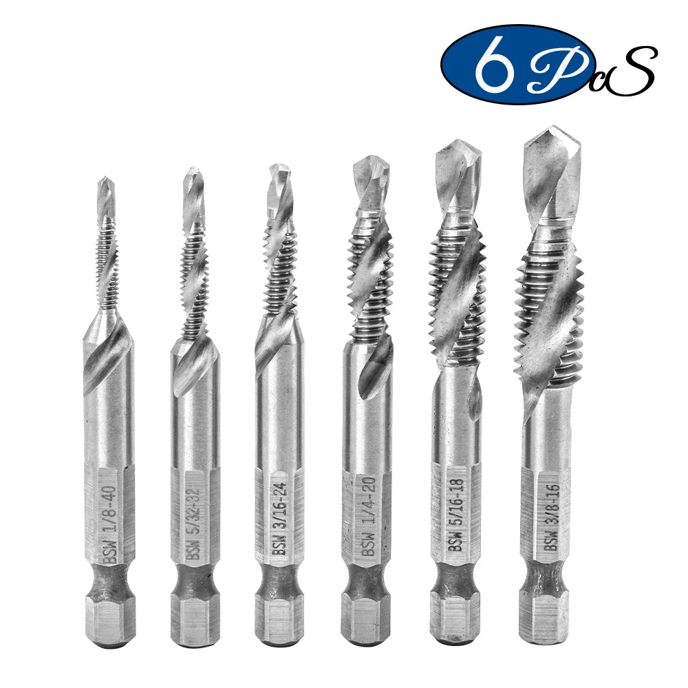 Nindjin Conjunto de Brocas de Furadeira Tamanhos Bsw Brocas de Rosca com Ponta Hexagonal 32 16 Hss para Metal e Madeira