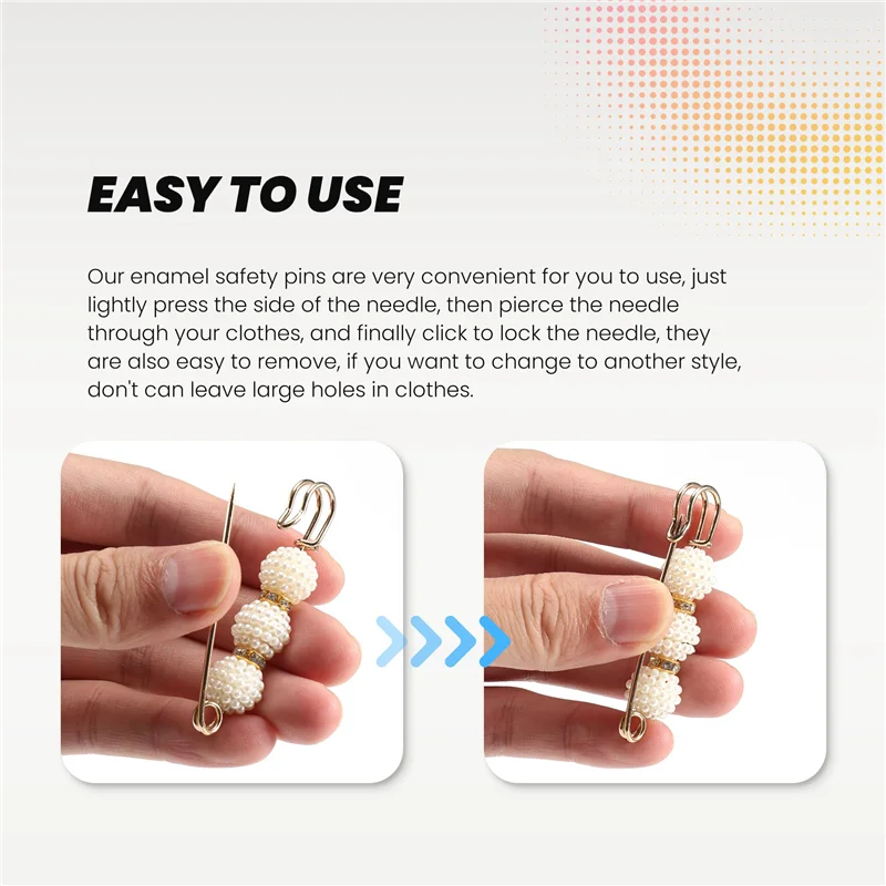 15 Uds. Clips para suéter, alfileres de seguridad de alta resistencia, broche de perla blanca de imitación, Pin para vestido, sombrero, chal, Pin, alfileres esmaltados con diamantes de imitación-AT64