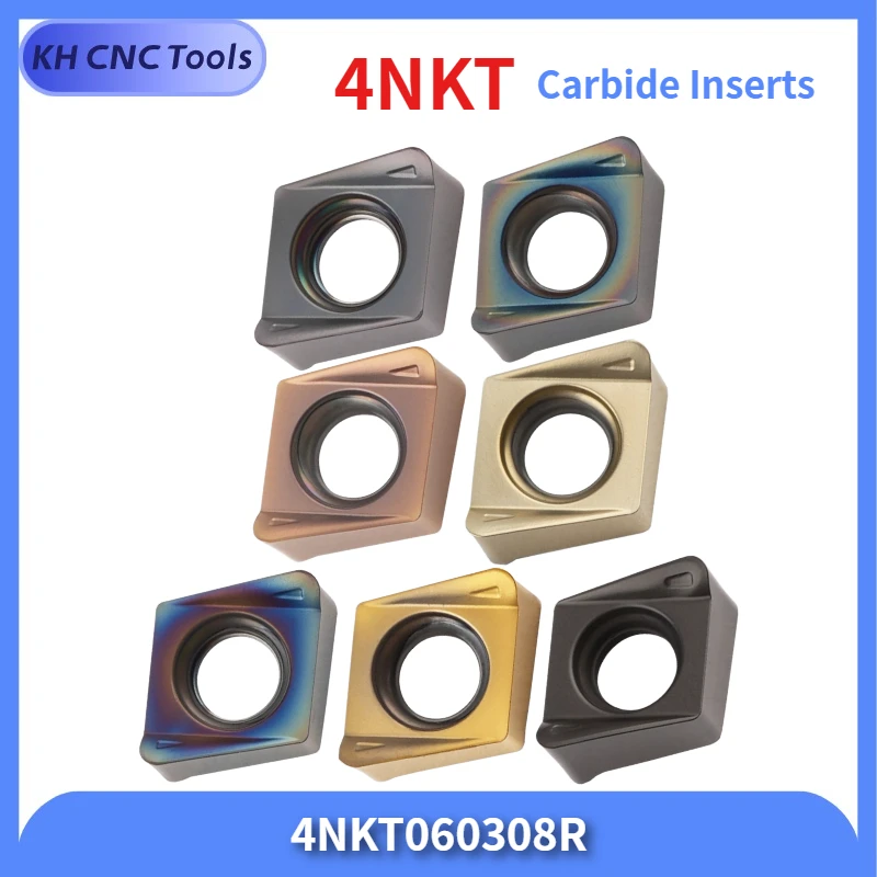 

KH CNC 4NKT060308R Твердосплавная вставка TE90 Металлическая фреза с быстрой подачей Карбид вольфрама 4NKT060308R-M Держатель быстрой фрезы