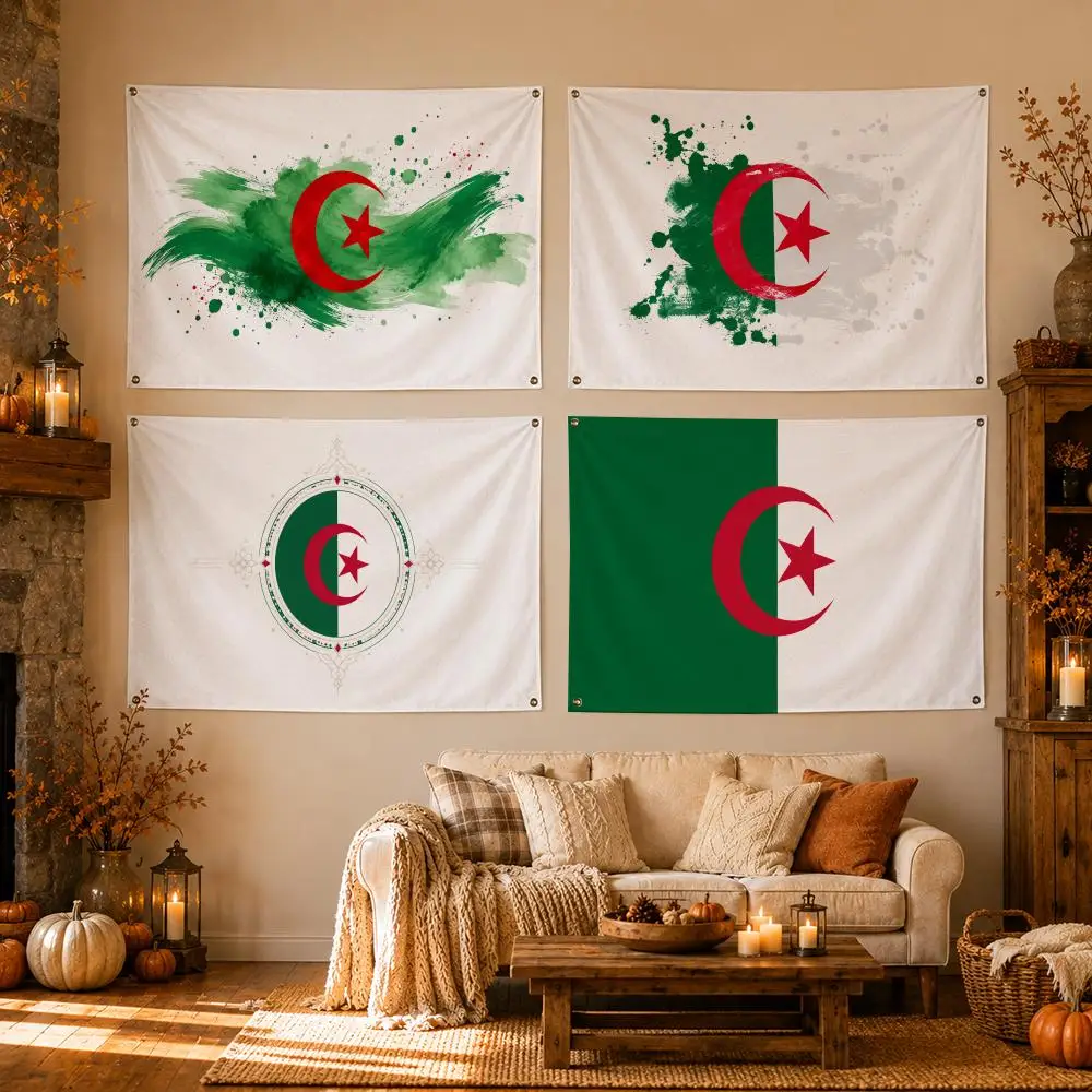 Symbol Flag of Algeria Flags Flags for Room, Bedroom, Home, Outdoor, Wall Hanging, Concert Print, Art Banner