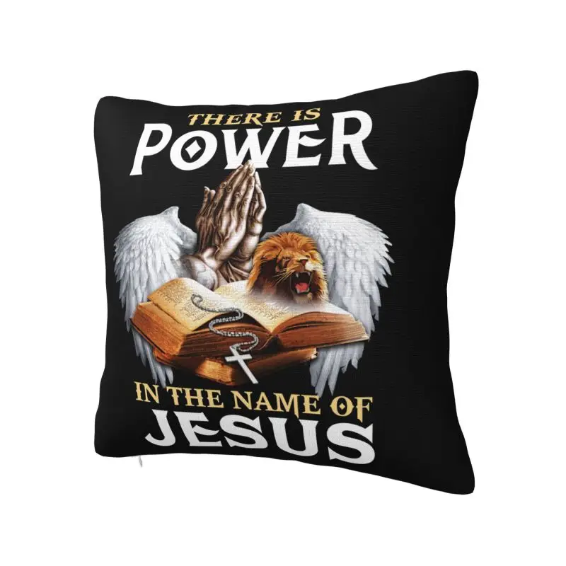 Power In The Name Of Jesus Throw Pillow Case 55*55cm Sofa Christian Faith Cushion Cover Soft Polyester Pillowcase