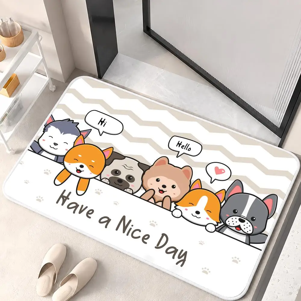 HAVE A NICE DAY Cute Animal Floor Mat Flannel Rug Soft Non Slip Washable Door Mat For Bathroom Bedroom Kitchen Home Decor