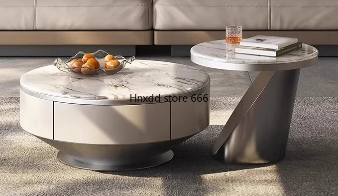 

New size round modern simple living room home high-end marble coffee table