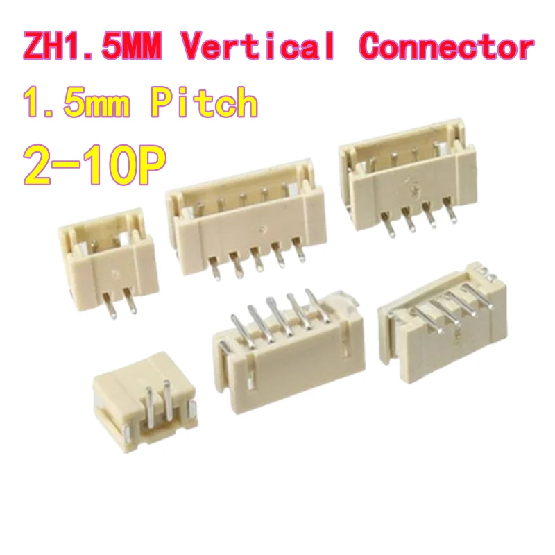20PCS ZH1.5MM Vertical SMD Connector - 1.5mm Pitch 2P/3P/4P/5P/6P/7P/8P/10P Vertical SMD Pin Header