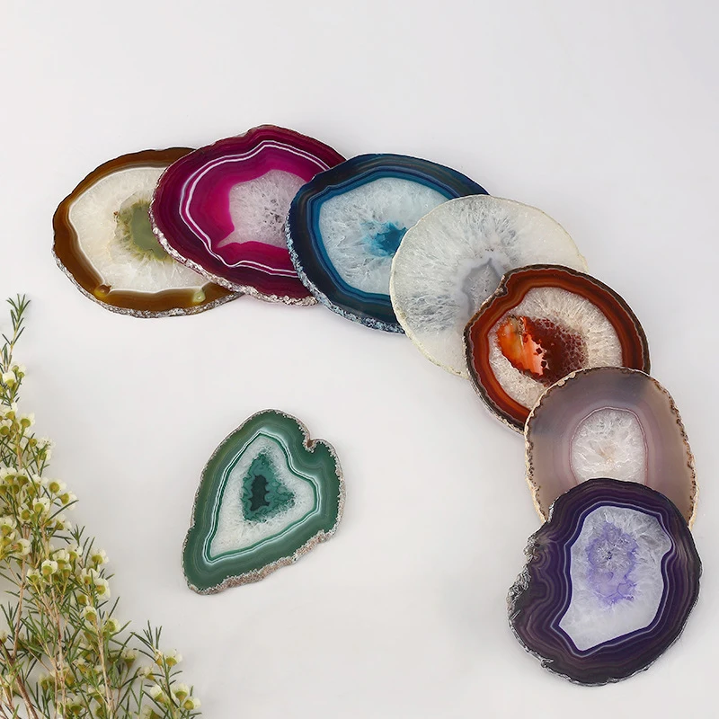 

Colorful Natural Agate Geode Polished Crystal Slice Stone DIY Pendant Mineral Home Decoration Healing Crystal Stone Slice Gifts