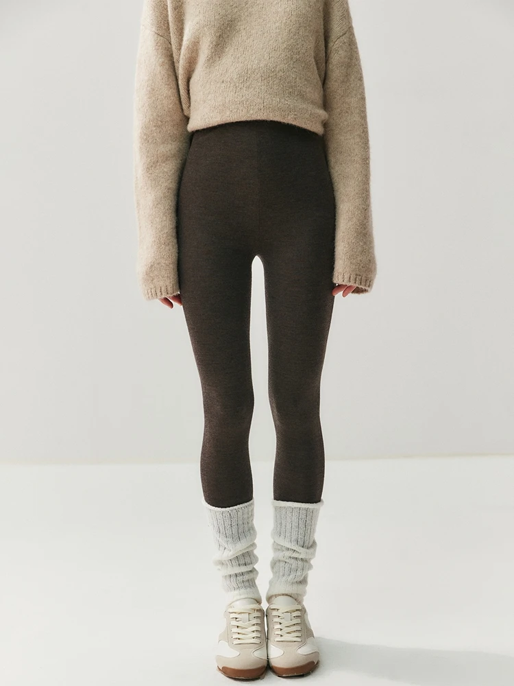 

CHICUU женские вязаные леггинсы из 100% шерсти, машинная стирка, пряжа Biella, высококачественные леггинсы, осенне-зимние тонкие мягкие теплые брюки