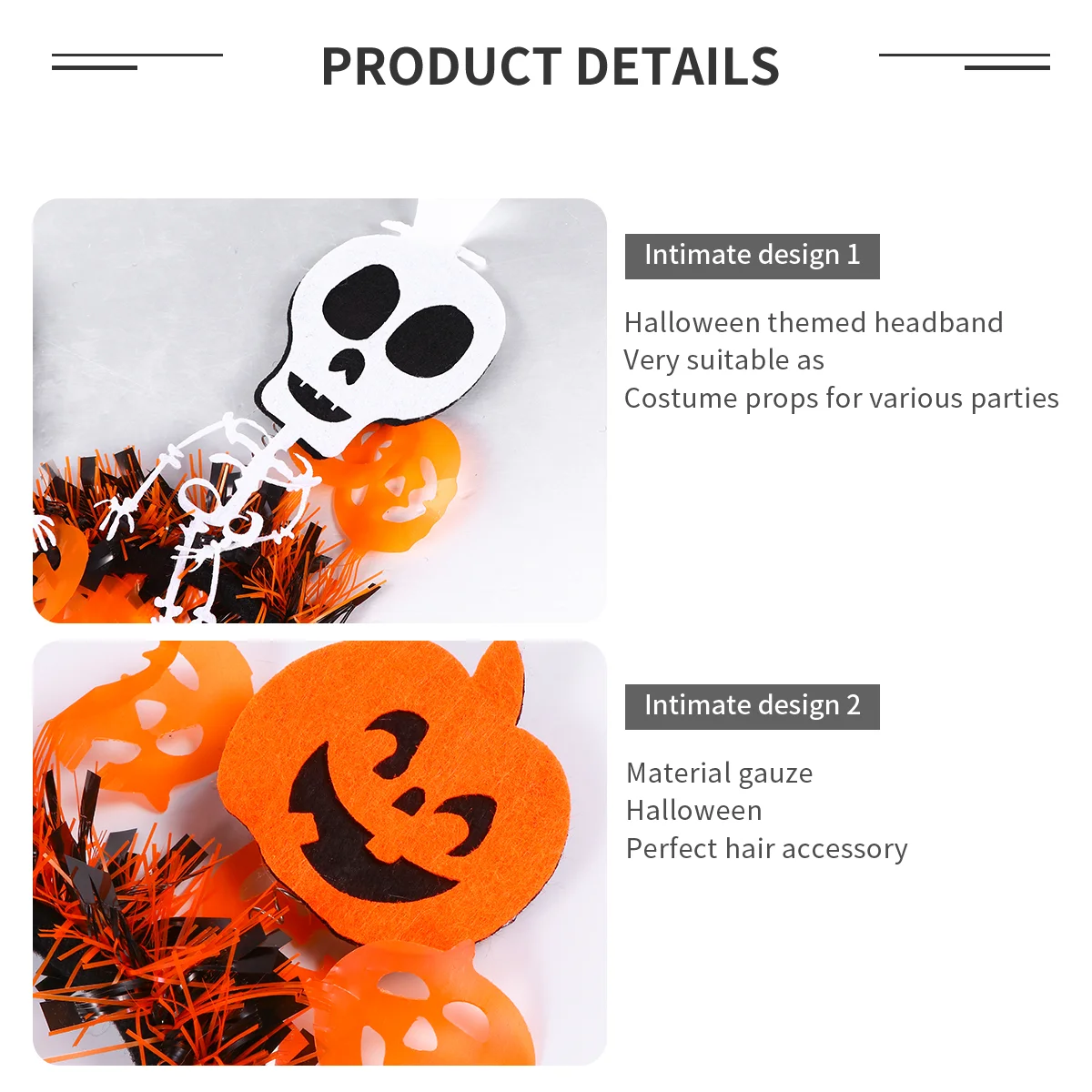 3 Pcs Halloween Atmosphere Performance Headband Hair Makeup Skull Pumpkin Hairband Accessories Fabric (Polyester)