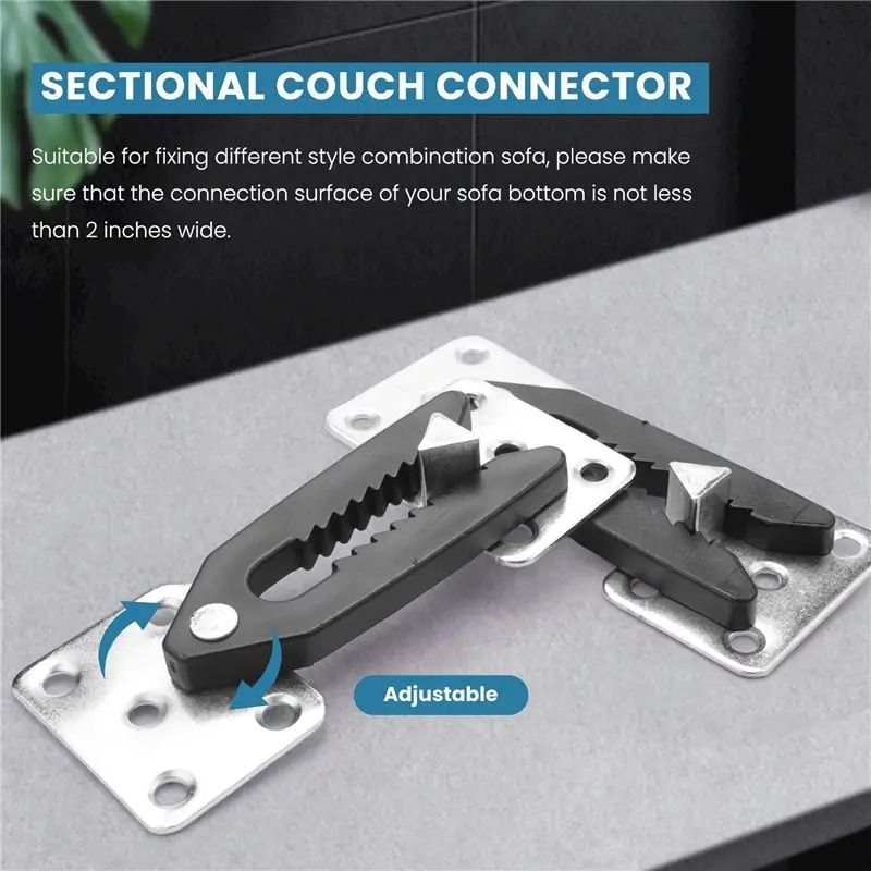 A56P-Sectional Couch Connector, 4 Pcs Metal Sofa Joint Snap Alligator Style Sectional Couch Connector