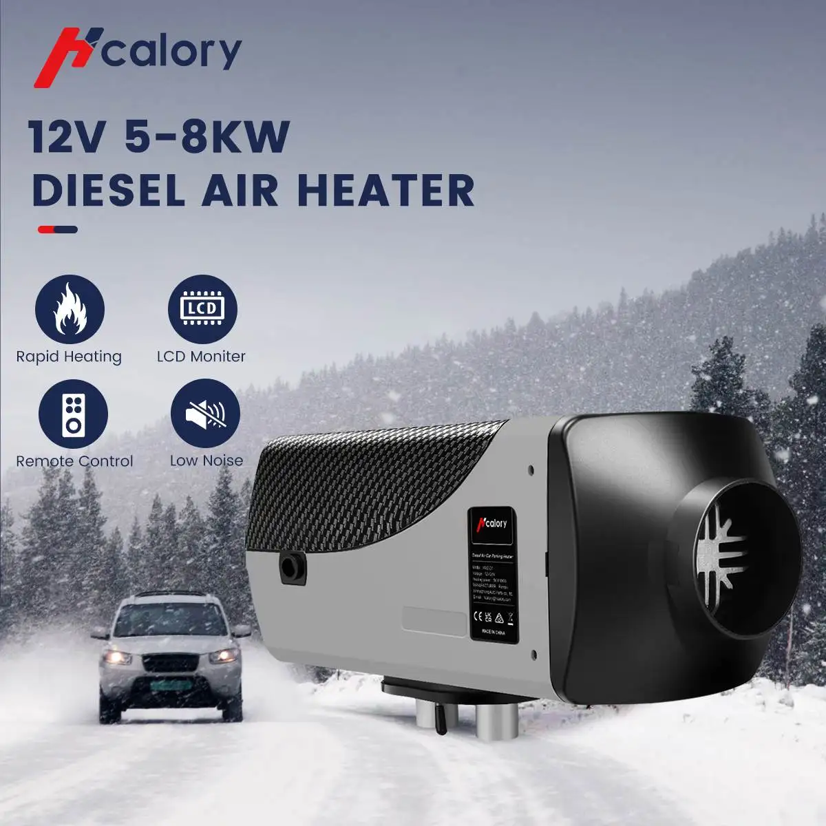 Car Heater 12V 5-8KW Car Heating Diesel Air Heater Single Hole New LCD Monitor Parking Quick Heater Warmer For Motorhome Trucks