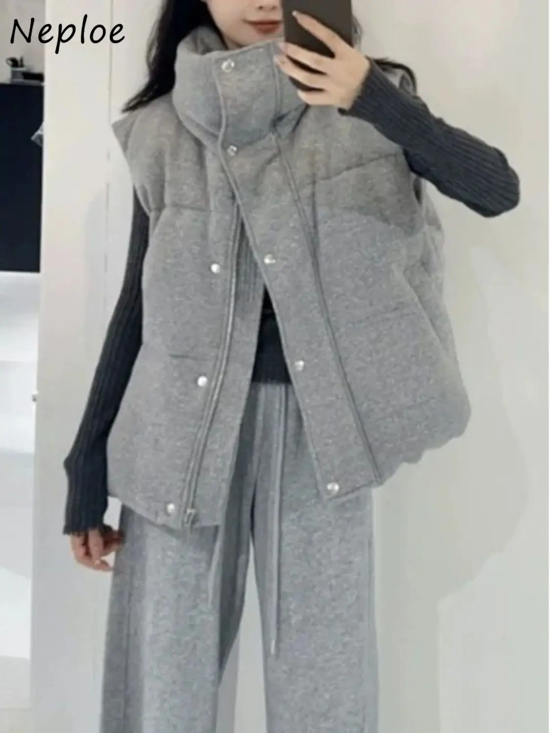 

Neploe Commuter Корея Moda Пуховые пальто Свободные короткие теплые универсальные куртки с воротником-стойкой Модный вельветовый Harajuku Элегантный новый жилет