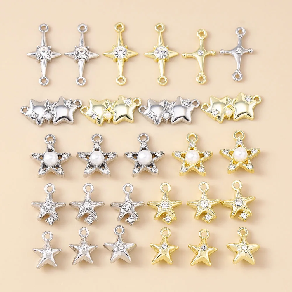 Leslie 5 Stück exquisite süße Kristall-Polaris-Charms, Sterne-Anhänger für handgefertigte Tropfen-Ohrringe, Halskette, Armband, DIY-Schmuckherstellung – Detail 1