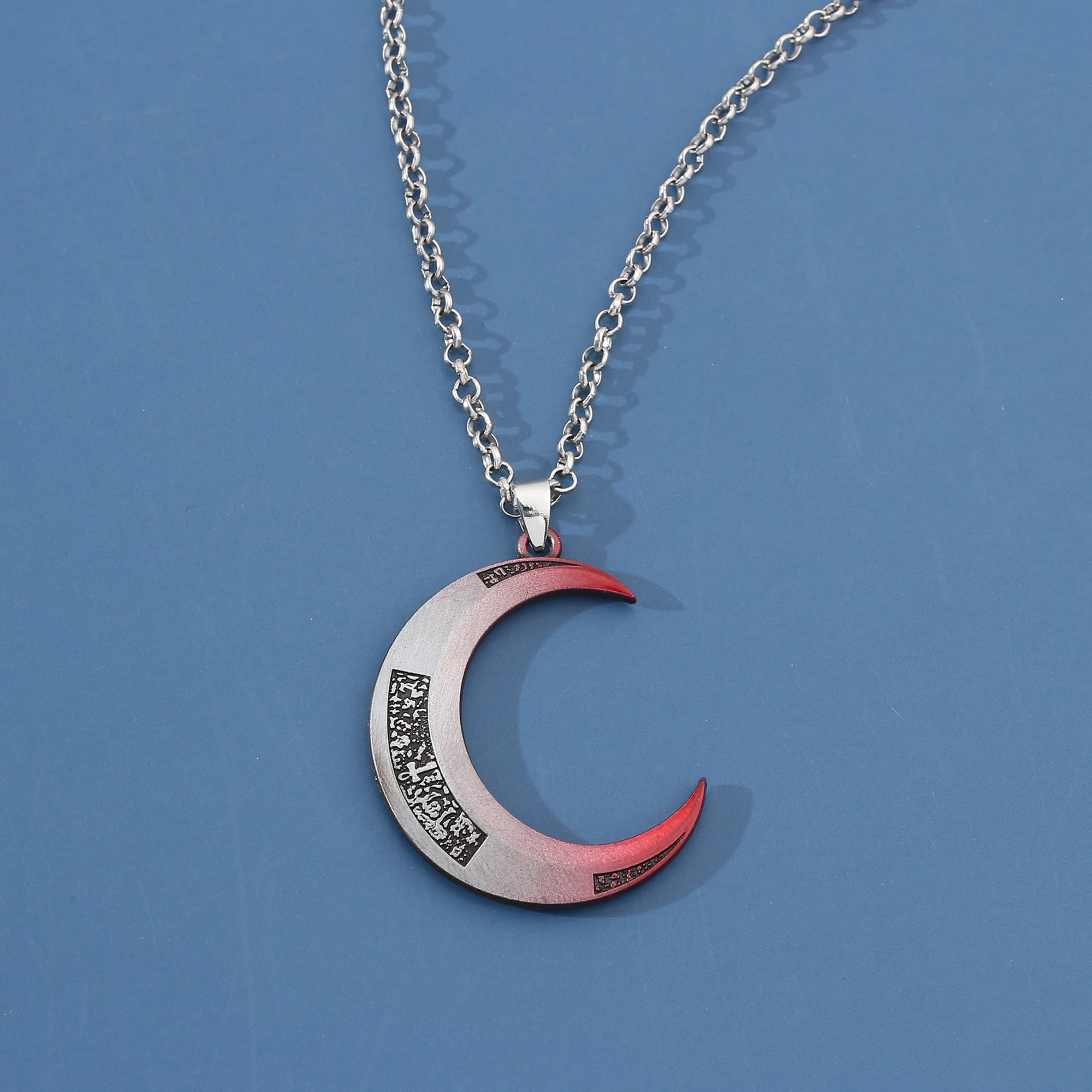 Moon Knight Movie Character Necklace Pendant - Personalized Creative Moon-Shaped Unisex Neck Chain Accessory Gift view 5
