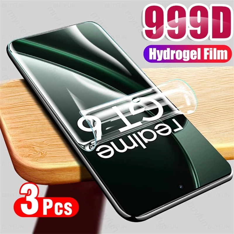 3Pcs 999D Full Glue Hydrogel Film Curved Screen Protectors for Realme GT 6 6T RealmeGT6 T Realmi GT6 GT6T 5G Not Tempered Glass