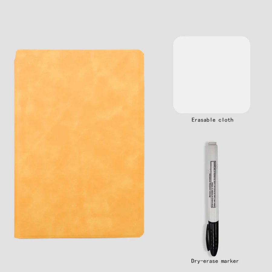 Tragbares, wiederverwendbares Whiteboard-Notizbuch-Set im A5-Format mit Stift und Radiertuch, Leder-Notizblock, Wochenplaner für den stilvollen Bürogebrauch – Detail 11