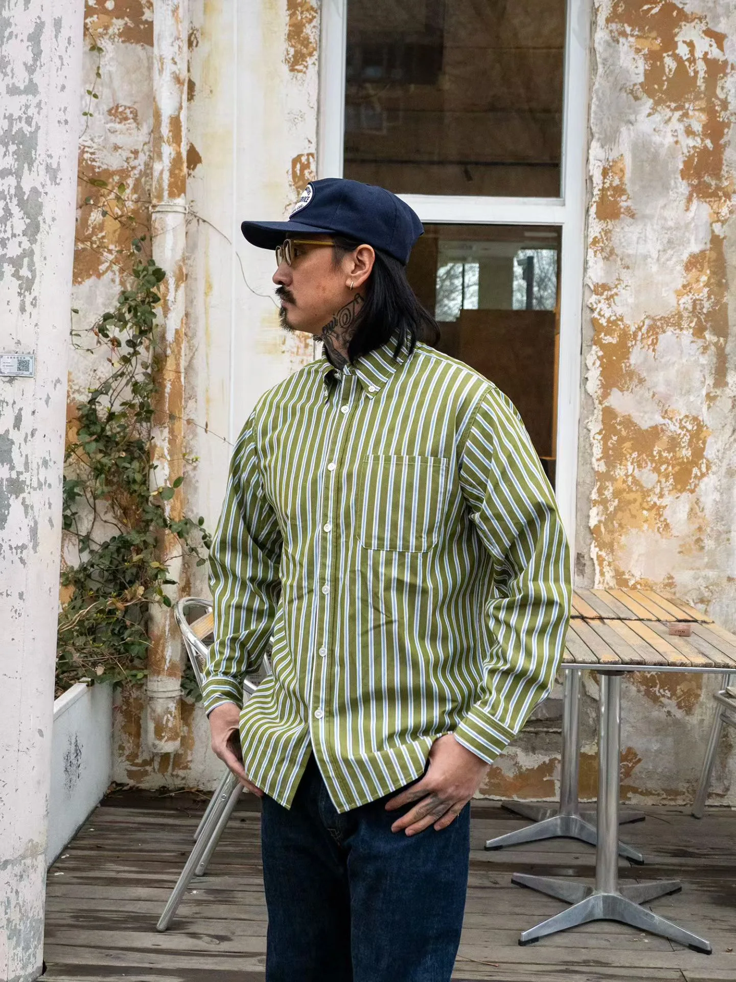 

Retro Japanese Sle Men's Long Sve irt Pure Cotton Thi Casual Striped Loose Fit Outerwear Breathable Moisture ng