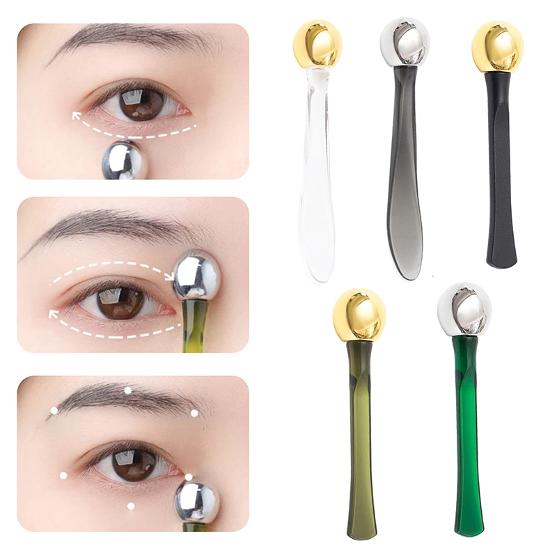 Dual-Ended Roller Massage Stick Eye Cream Applicator ไม้พายเครื่องสําอางต่อต้านริ้วรอยช้อนโลหะผสม Face Skin Care TOOL
