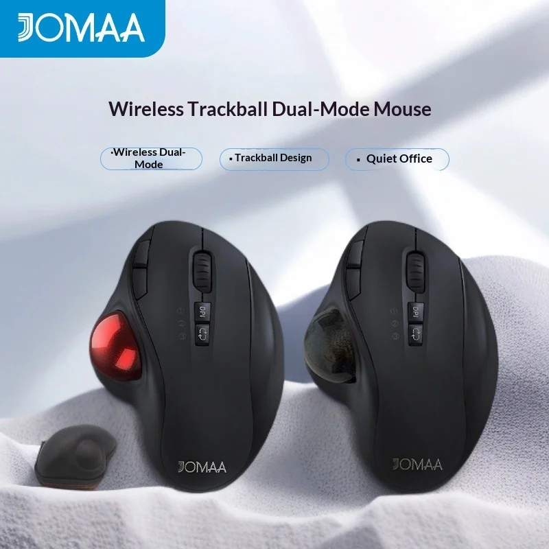 JOMAA Trackball Mouse Wireless Bluetooth Dual Mode Rechargeable Silent Ergonomic For Professional Drawing Computer Office