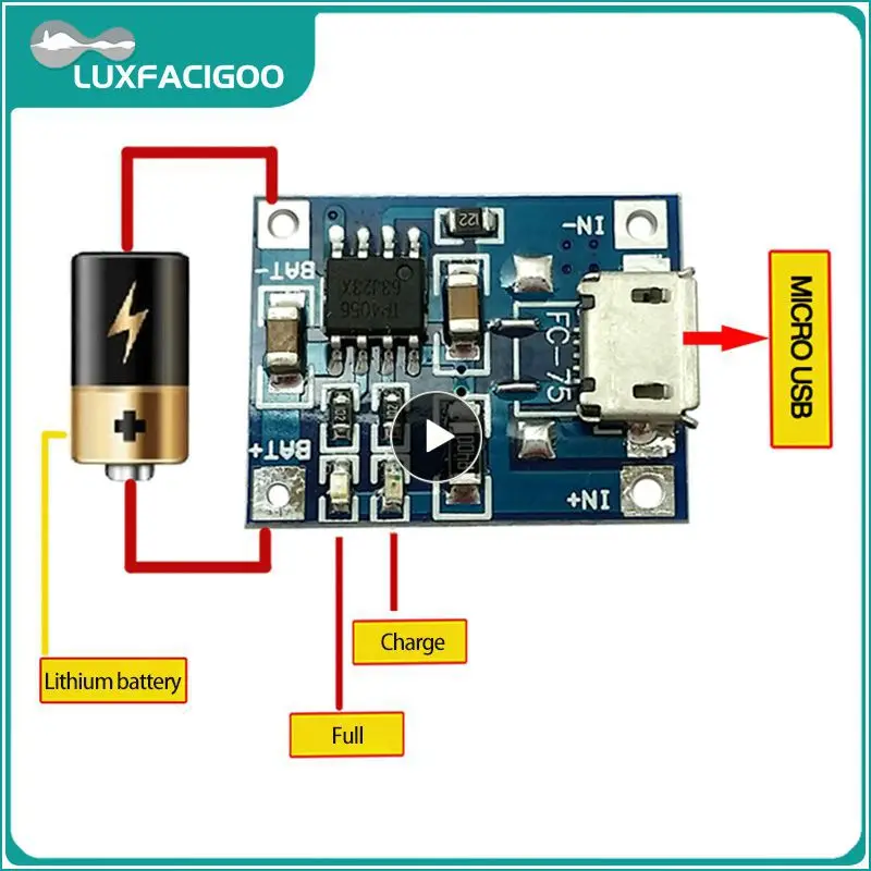 Placa de protección de batería de litio 1A 18650, módulo de carga USB tipo c/Micro/Mini, TP4056 con módulo de Placa de protección