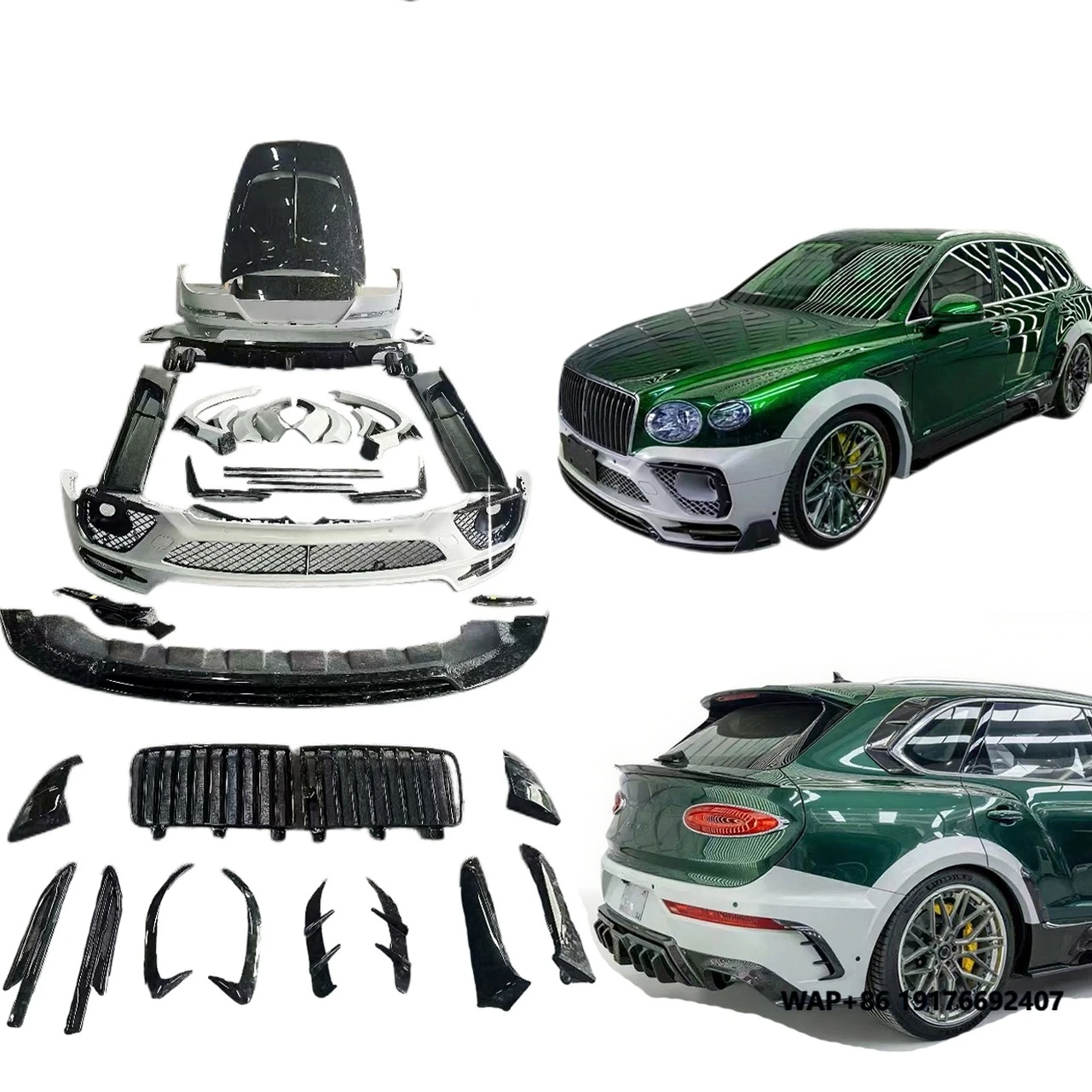 MSY Style Front Bumper Grille Assembly Rear Spoiler Side Skirts Wide Auto Body Kits forbentley Bentayga Car Facelift Body Kit