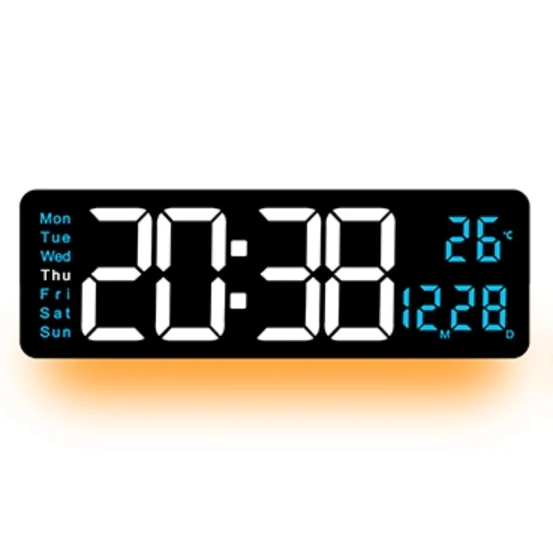 LED Atmosphere Light Alarm Digital Wall Clock Timer  Home Decor Multi-Functional Murale Reloj De Pared