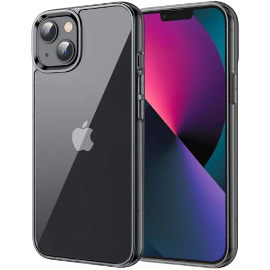 

Case for iPhone 13 6.1-Inch, Non-Yellowing Shockproof Phone Bumper Cover, Anti-Scratch Clear Back Black