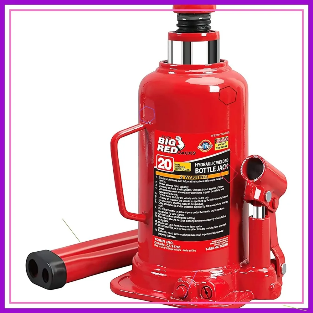 

20 Ton Hydraulic Bottle Jack for Auto Repair and Home Lifting, 40,000 lbs Capacity, Red Color