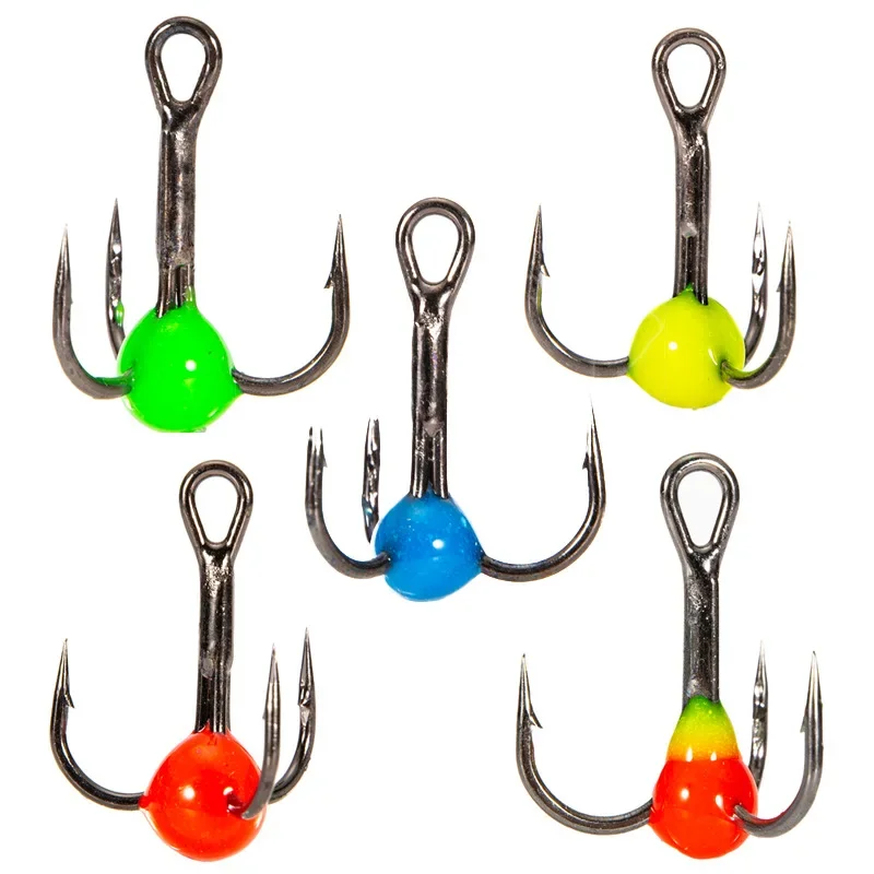 

10pcs 6# 8# 10# Winter Three-jaw Hook Ice Fishing Hooks Carbon Steel Durable Sinking Bait Tackle Tools with Plastic Case New