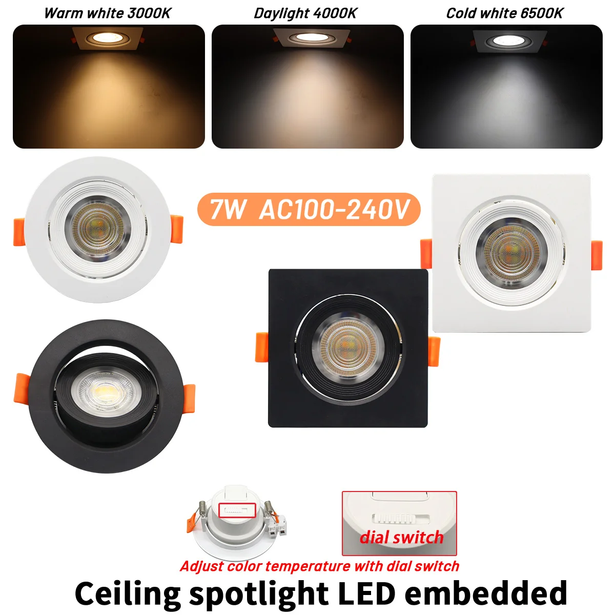 

4 шт. 3000K 4000K 6000K супер яркий потолочный светильник CCT светодиодный потолочный светильник антибликовый складной прожектор для дома, спальни, ванной комнаты