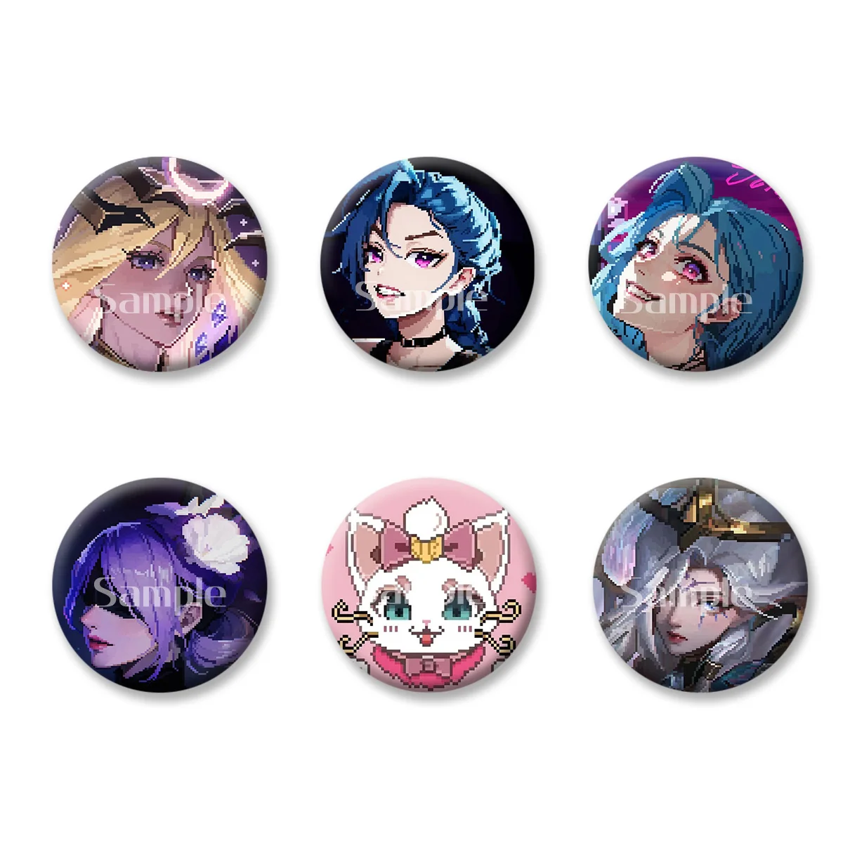 

Jinx Lux Yuumi Pixel Style LOL Role Flash Badges Button PinsBrooch Keychains Makeup Mirror Fridge Magnet Gift for Kids Friends