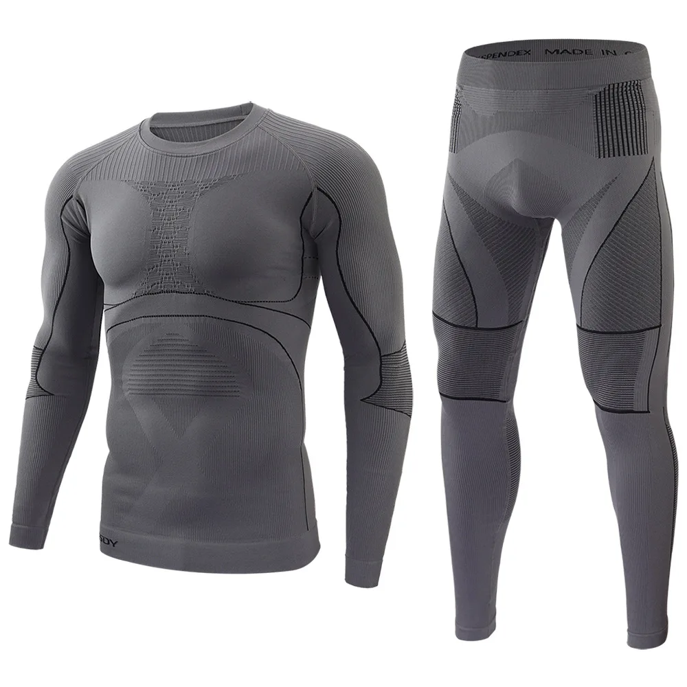 Men's Seamless Thermal Underwear Set - Tight-Fitting Base Layer for Outdoor Training & Cold Weather Sports