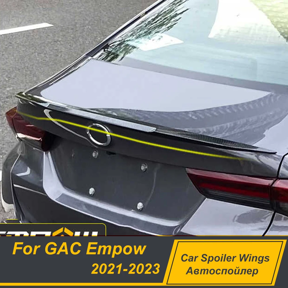 

For GAC Empow 2021 22 23 Rear Trunk Lid Ducktail Lip Car Spoiler Wing V Style ABS Black Carbon Exterior Upgrade Accessories Part