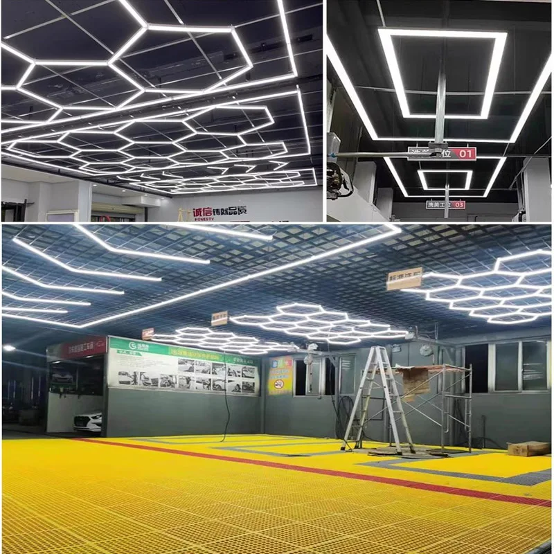 Lámpara de techo hexagonal para garaje, luz Led para lavado de detalles automáticos, estación de belleza, ZK20, 110V-240