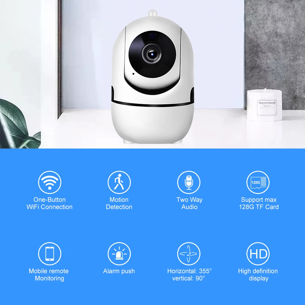 2MP ICSee MINI Smart Home WIFI Camera Indoor Security Protection Baby Monitor Pet Wireless HD Camera Two Ways Audio