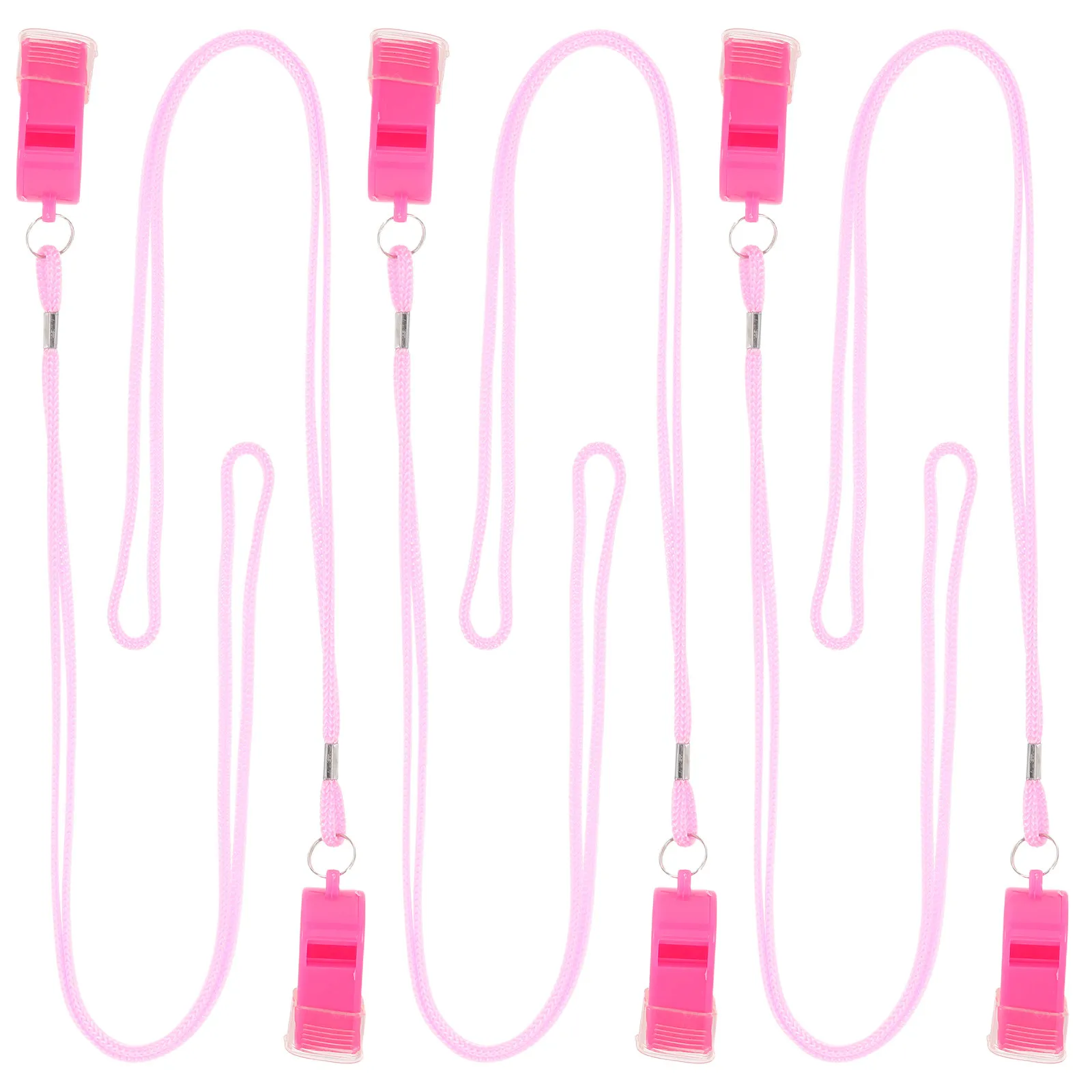 6Pcs Pink Whistles with Lanyard 120Db Loud Crisp Sound Emergency Sports Whistle for Referees Coaches Outdoor