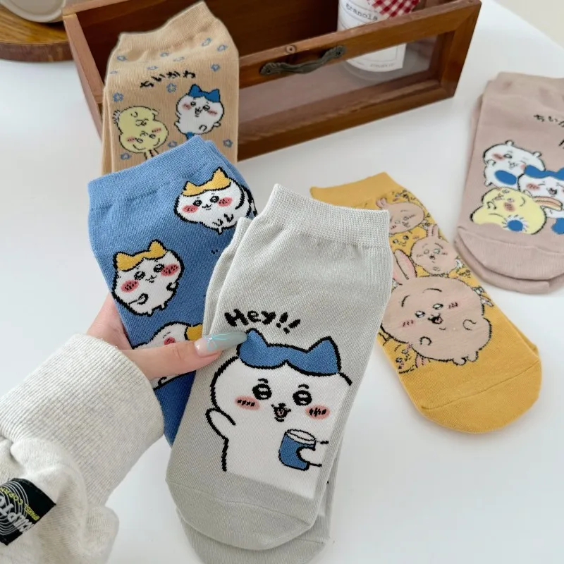 1/3/5Pairs Adult Chiikawa Socks Spring Summer Combed Cotton Socks Women's Warm Short Socks Average Size for 18-40 Years